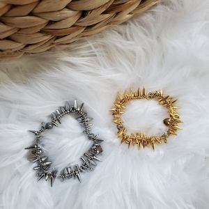 Silver & gold spikey stretch bracelets